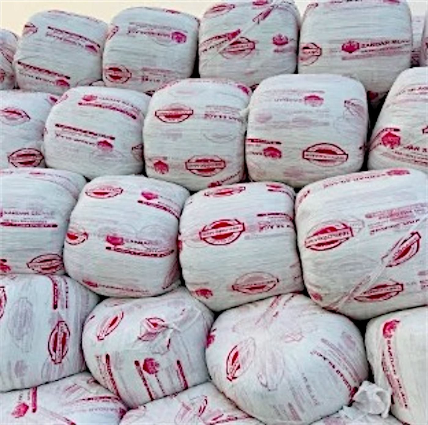 Stacked Sardar Silage bales in the yard